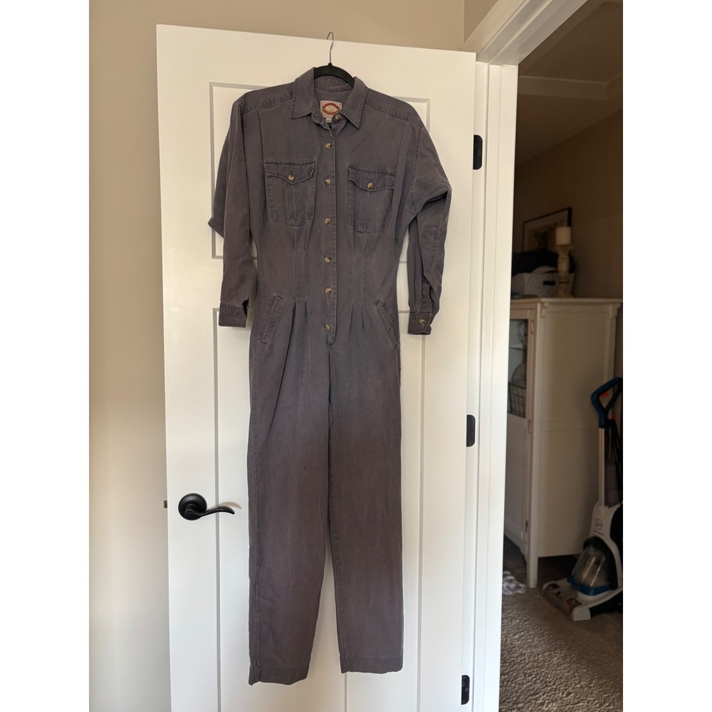 Vintage Banana Republic Cotton Utility Jumpsuit Boiler Suit Grey XS Mill Valley - Picture 2 of 10